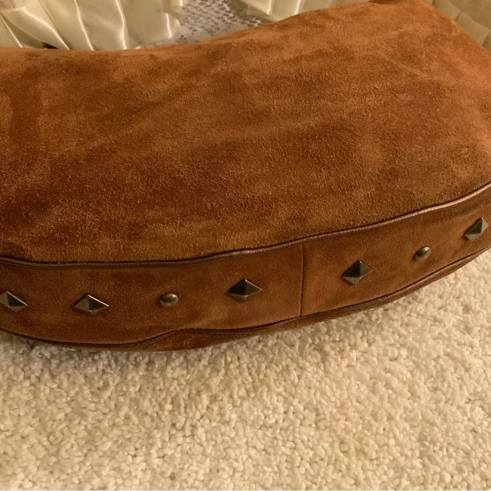 Donald J. Pliner Brown Suede Hobo with Chain Strap